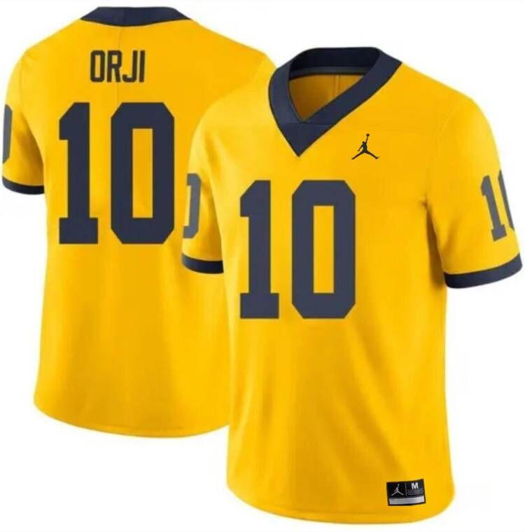 Men's Michigan Wolverines #10 Alex Orji Yellow Stitched Jersey Men's Michigan Wolverines #10 Alex Orji Yellow Stitched Jersey